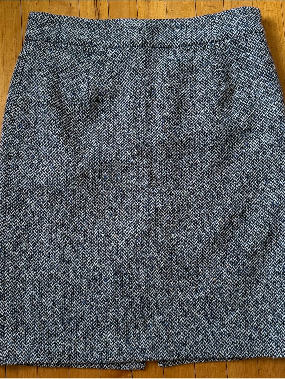 J.Crew Tweed Pencil Skirt Women Size 10 Black White Wool Blend Lined Back Slit